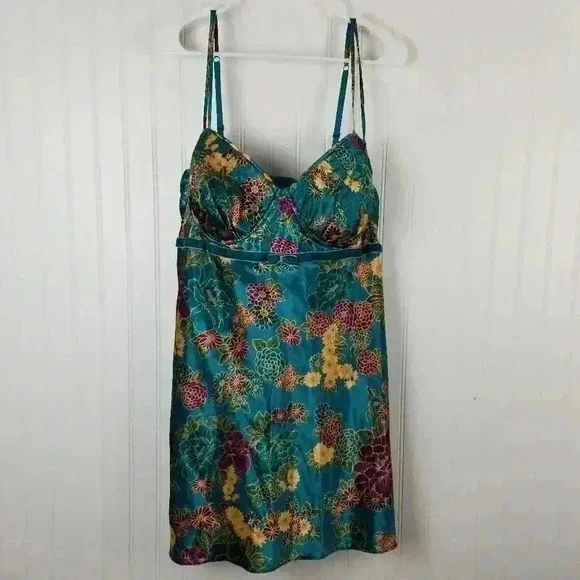 Cacique Womens Babydoll Floral Satin Slip Top Velvet Sz 26/28 Fairy Whimsigoth - Picture 16 of 16